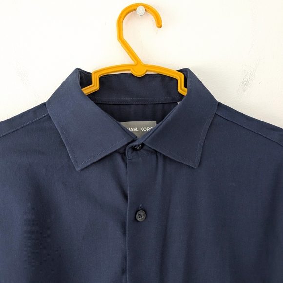 Michael Kors Non-iron Slim Fit 100% Cotton Navy Shirt In Size M 15 32/33 - Picture 2 of 7